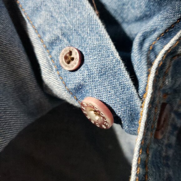 Vintage 90s Moose Creek Mens blue denim Button Down Shirt Cotton size L - Picture 6 of 10